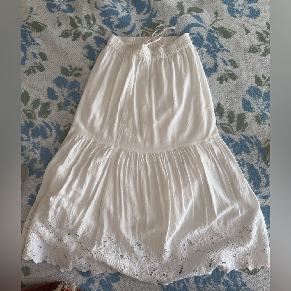 Zara White Tiered Maxi Skirt Resort Wear